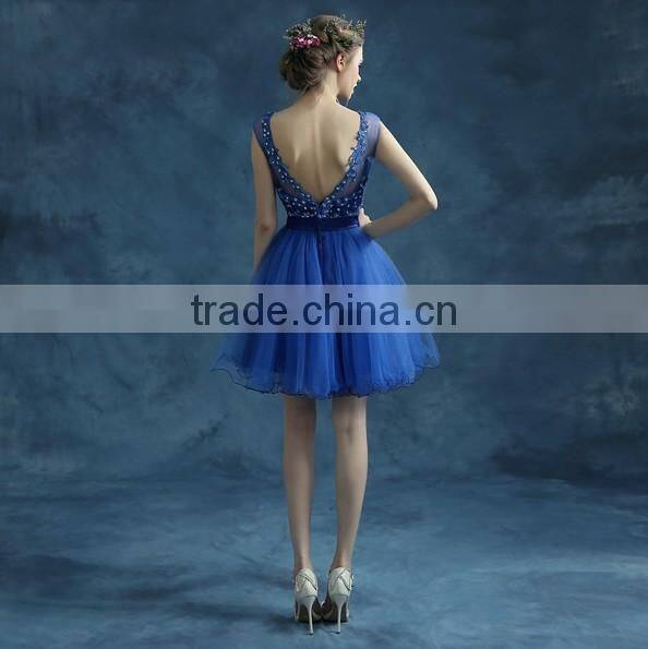 elegant crystal beaded low back open sexy party evening dress