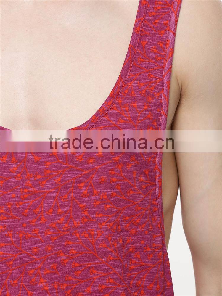 Mens longline ditsy print mesh tank top wholesale