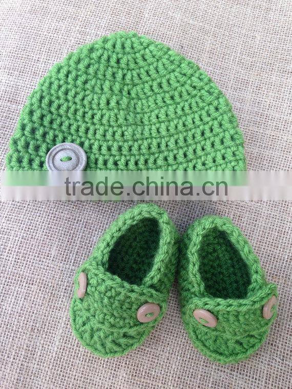 Hot Sale Autumn Winter Baby Toddler Crochet Wool Shoes Set Cute Style Infant Hand Knit Shoes