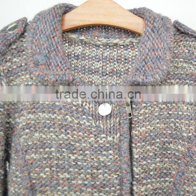 Hand Knitted Kids Cardigan Wool Sweater Knitting Design For Girl