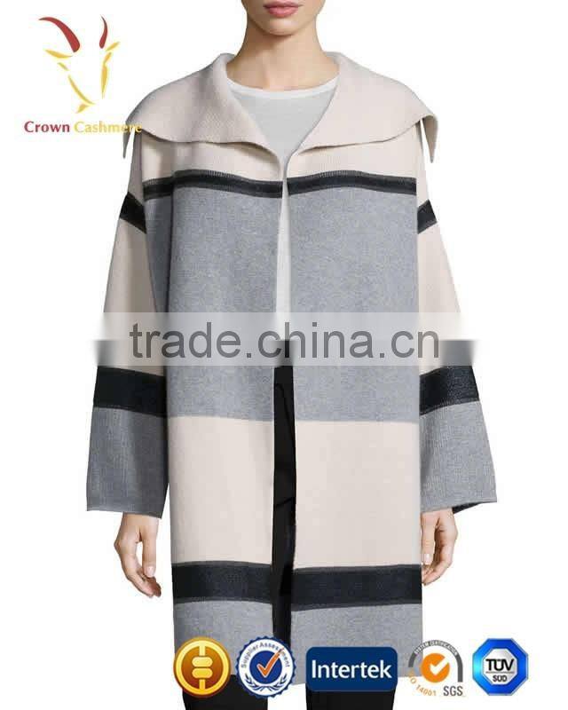Wing Collar Women Winter Cashmere Long Coat