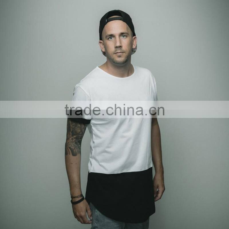 Top Quality Patchwork Tshirt T-shirt Men Longline T Shirt Man Clothes Curved Hem Latest Shirt Designs Men