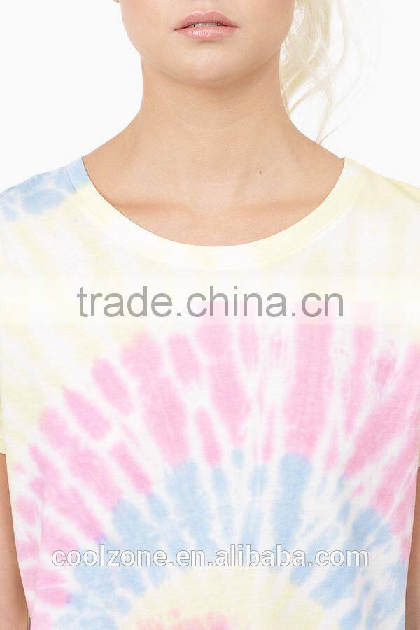 Hot selling tie dye t-shirt dress design beach dress for woman 2015