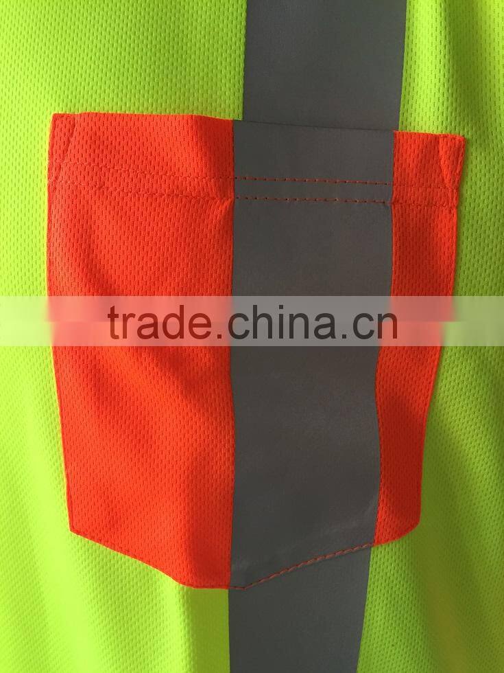 ANSI 100% polyester hi vis safety contrast T-shirt with 3M reflective tapes