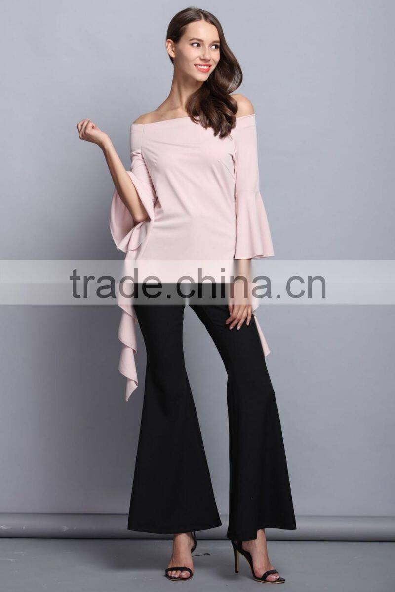 China manufacturer fashion long sleeve blouse elegant ladies top for women 2017