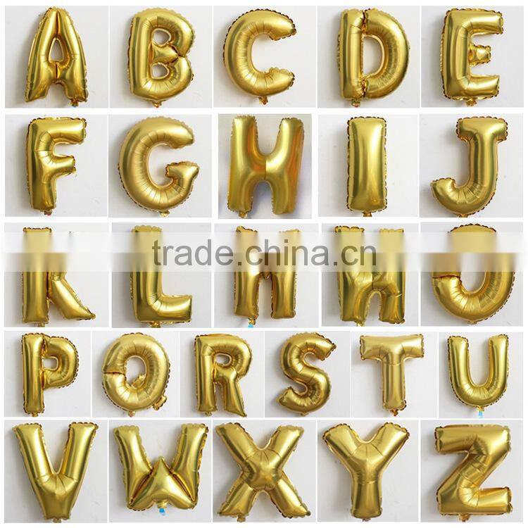 16 inch gold silver blue red color foil letter balloons for party decoration