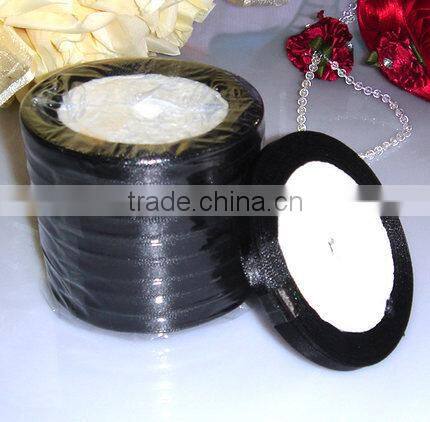 Design hot selling printing Black satin Polyester organza Ribbon