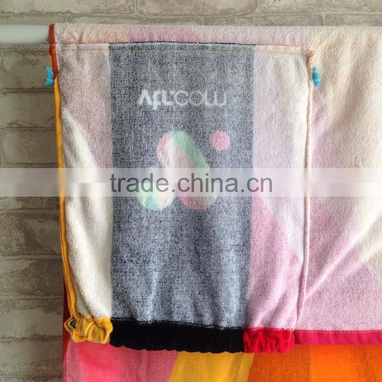 Folding beach towel bag 100% cotton custom