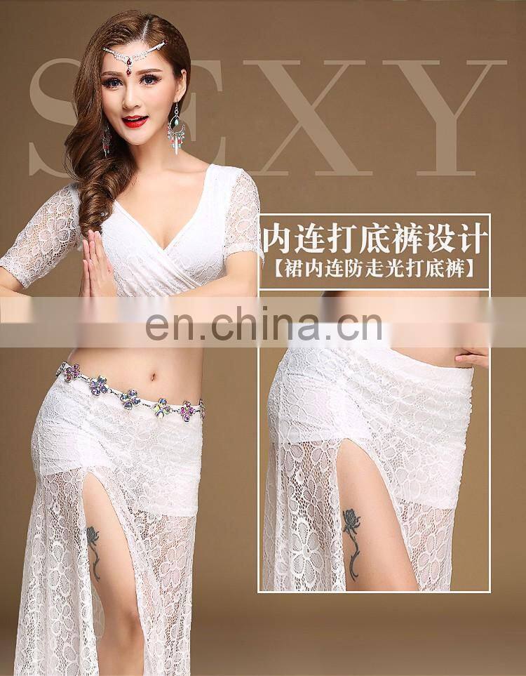 Q-6057 Spainish sexy lace long lady belly dance skirt