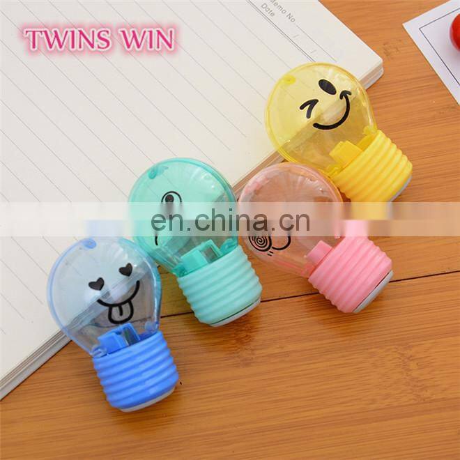 Alibaba china factory price wholesale kawaii stationery ,kids fashion funny cartoon plastic light bulb shaped pencil sharpener