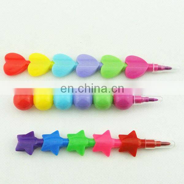stacking crayon 5 colors butterfly shaped stacker crayon