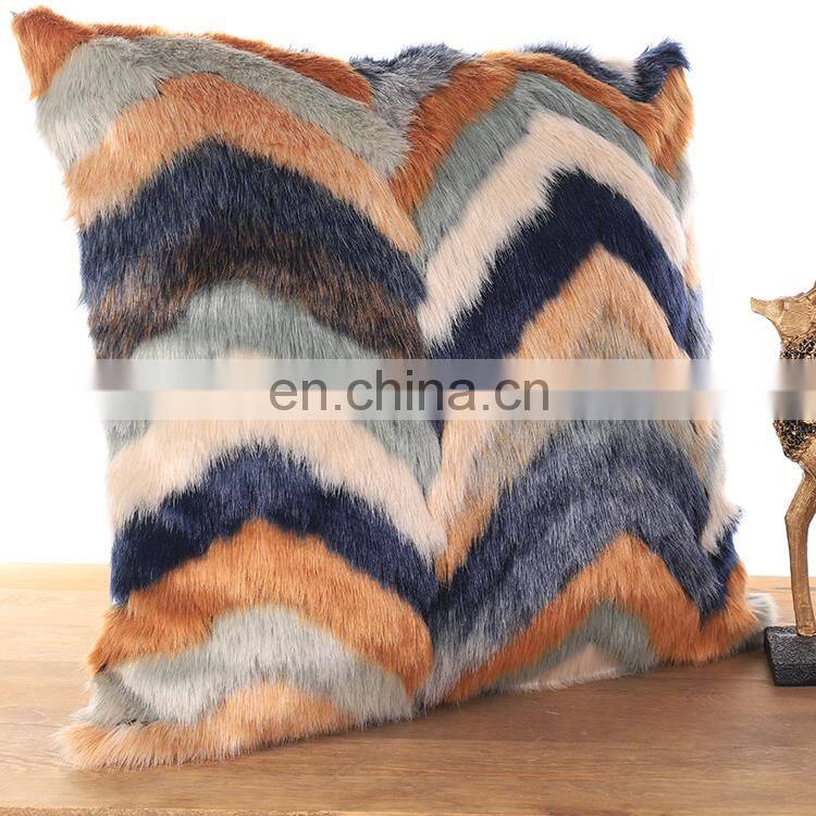 Oeko-Tex Certified Fluffy Flame Retardant Square Colorful Long Hair Faux Fur Cushion Cover Pillow Case