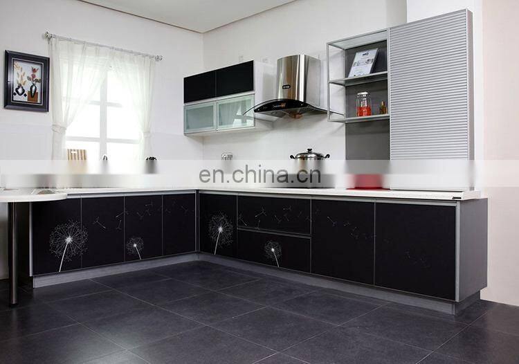 Gentle man cooking house design black solid wood kitchen cabinet