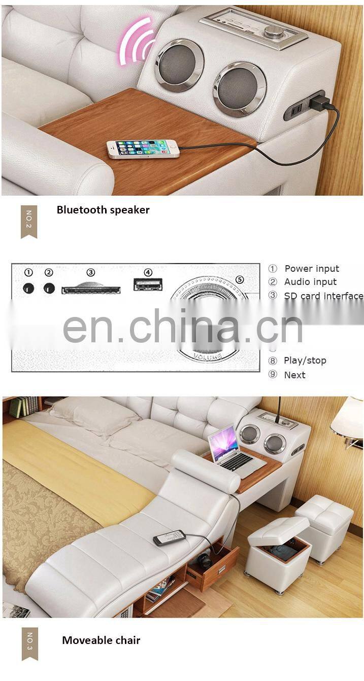 Luxury Modern style leather sofa wood beds room furniture for home or hotel