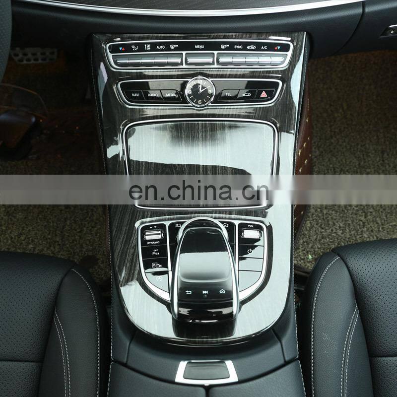 New Black ash Wood Grain For Mercedes Benz E Class W213 2016 2017 ABS Console Gear Panel Frame Cover Trim Stickers