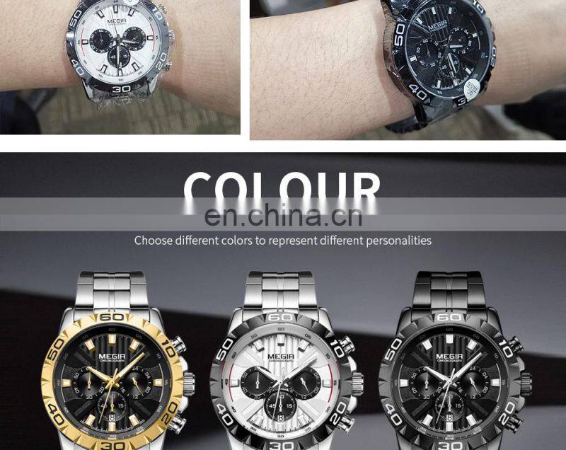 MEGIR MS2087G Men's Quartz Watches Business Chronograph Waterproof Luminous Army Wristwatch