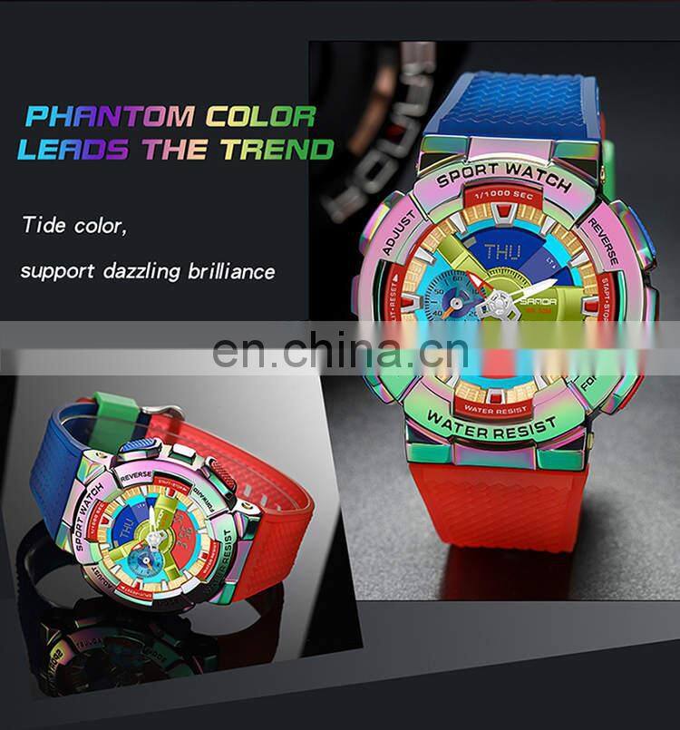 SANDA 9004 Hot Sale High-grade Men Watch Multifunctional Mirage Digital Wristwatch logo watch
