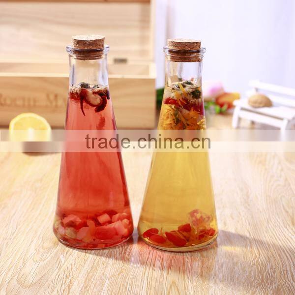 350ml cone-shaped glass bottle with cork for ice drink wholesale