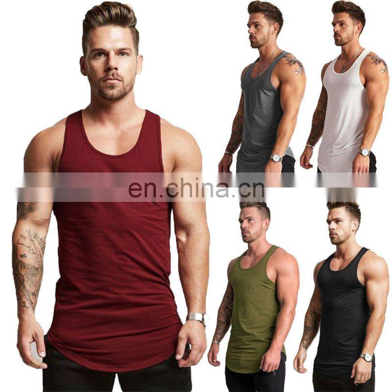 Men tanktops sleeveless sports logo custom tank top men gym print travel vest gym tank top