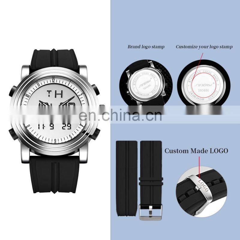 Small Order 50PCS Factory Direct Men's Watch Chronograph Silicone Band Alarm Watches Man Sport Wristwatch