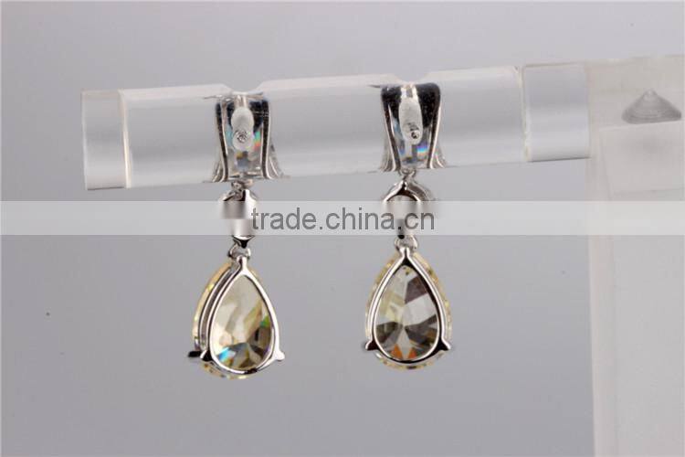 925 sterling silver latest model fashion Yellow zircon earrings for women