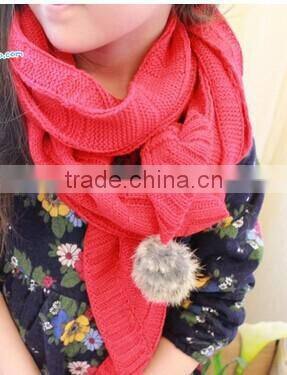 Best Selling Pom Pom Ball Tassel Style Warm Keeping Plain Acrylic Fashion Girls Knitted Scarf