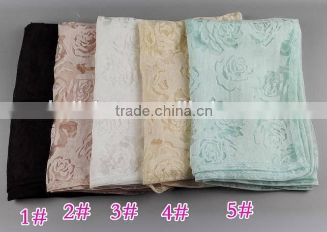 Wholesale New High Grade Lady Fashionable Hollow Rose Flower Lace Scarf