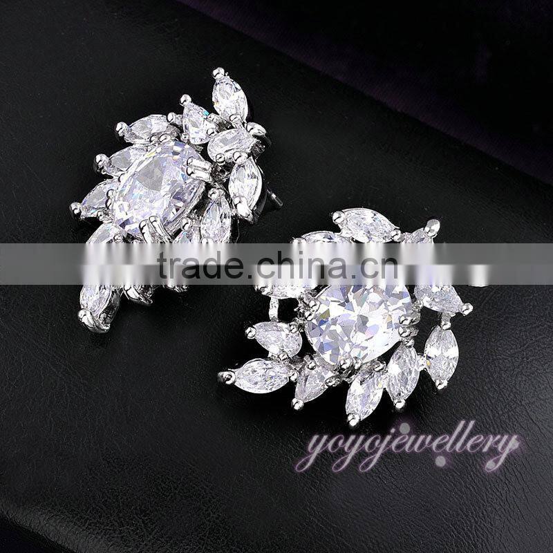 Flower design wedding women gold zircon jewelry set