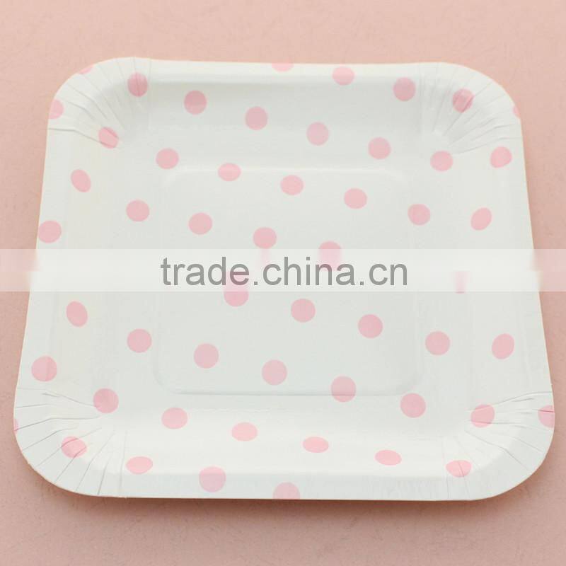 China wholesale fancy dotted 7 inch square paper plates