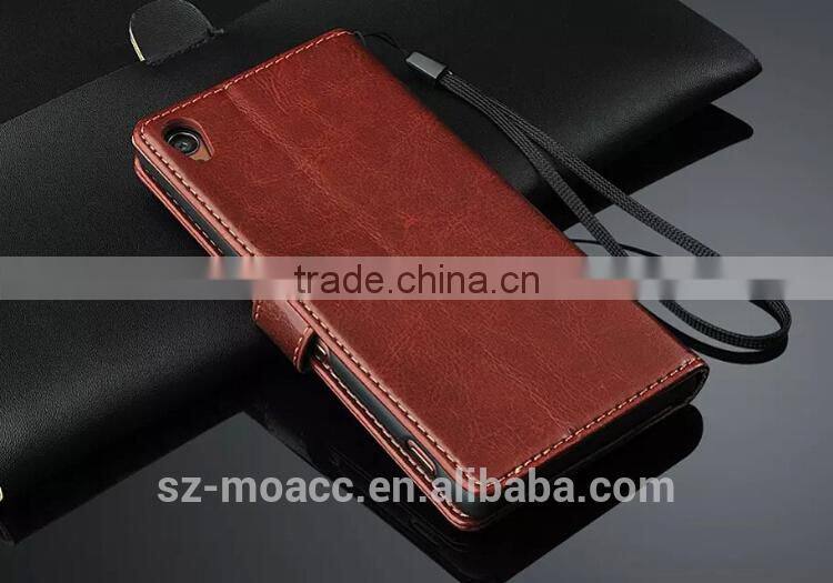 Hot selling Flip leather wallet case cover for sony xperia z3