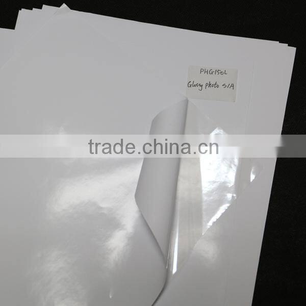 150gsm waterproof adhesive-backed a4 glossy photo paper for dye,pigment ink
