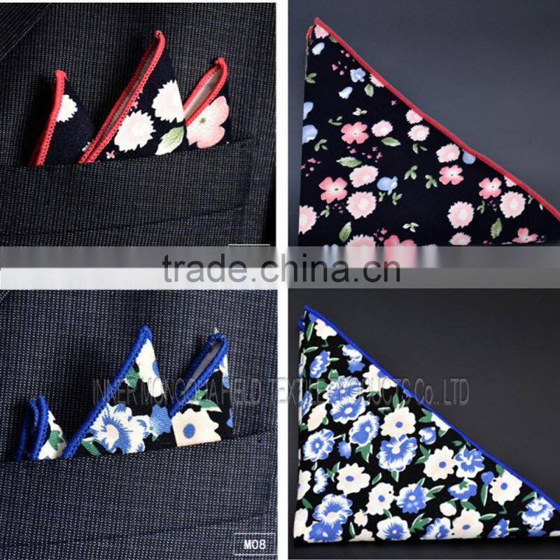 100% Cotton Handkerchiefs Woven Floral Pocket Square