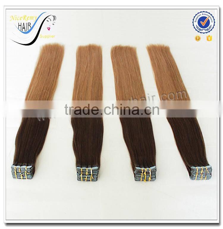 Wholesale silky straight ombre color 100% brazilian virgin human hair tape in hair extensions