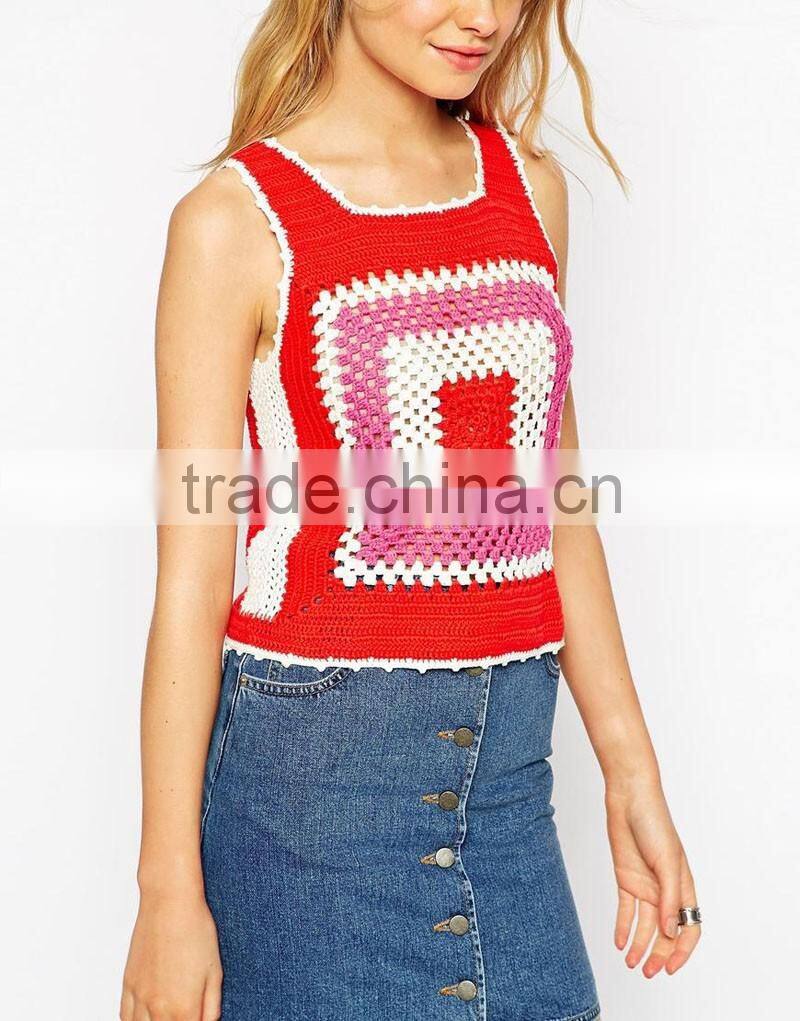 Pretty corcheted lady vest jacket designs dress oem apparel suppliers