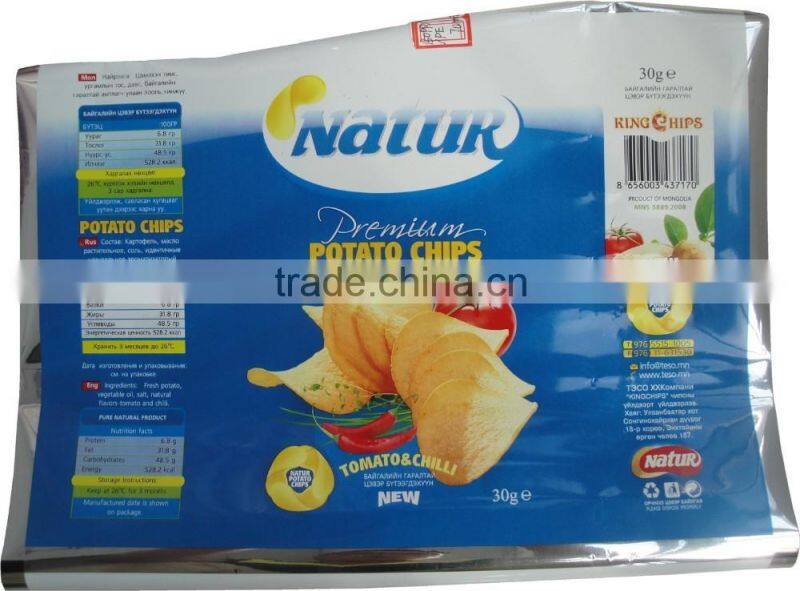 Gravure Printing Aluminum Foil Chips Packaging Bags/ Plastic Bag for Potato Chips/Snack Food Plastic Packaging Bag