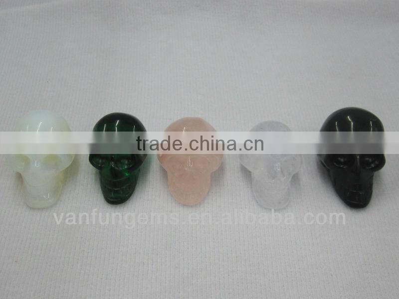 Different size color White Opal gemstone skull