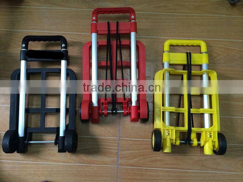 Plastic colorful cheap and portable foldable luggage cart