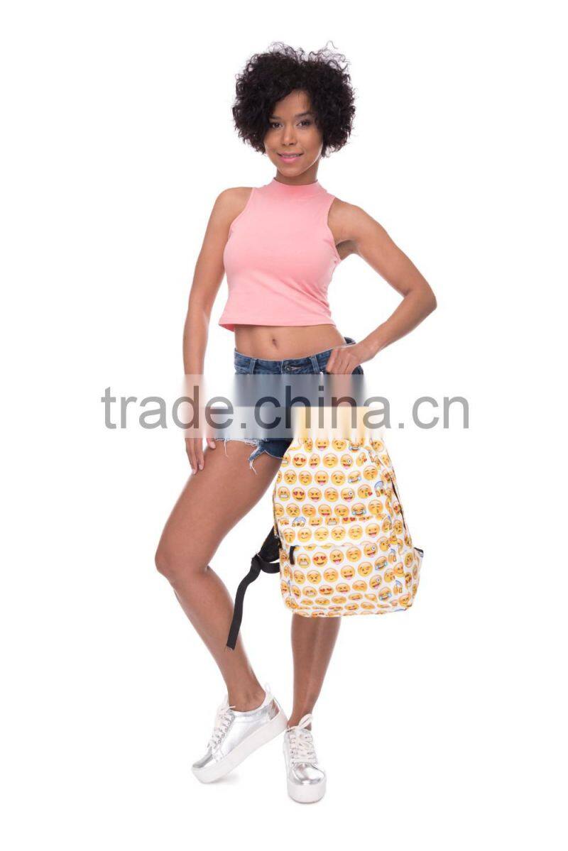 Taobao Top Selling High Quality Polyester Custom Emoji Backpack Bag