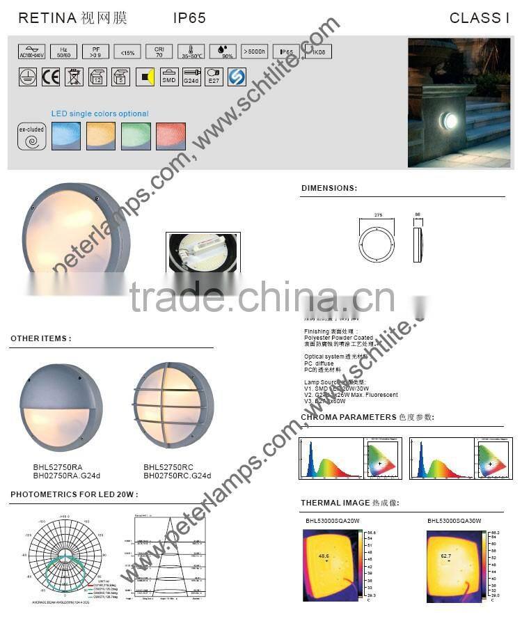 RETINA IP65 outdoor round Aluminum bulkhead wall light