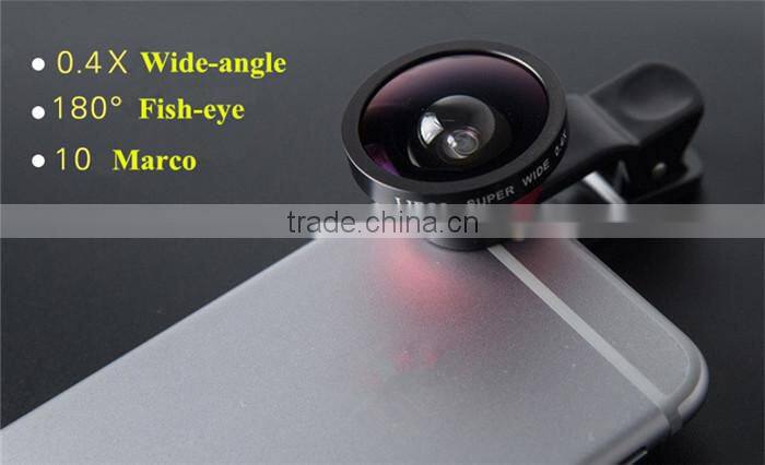 3 in 1 Marco+0.4x Wide-Angle+180 Fisheye Camera Lens For Smart Phones