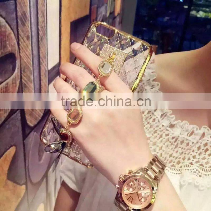 Luxury Shockproof Bling Plating Rhombus Soft TPU Cover Case For iphone 6/6 Plus