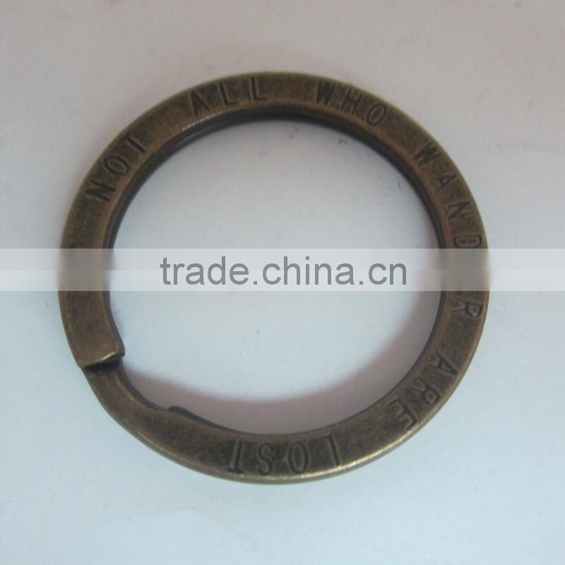 Round Shape Antique Brass Metal Flat Key Ring For Promotion Gift