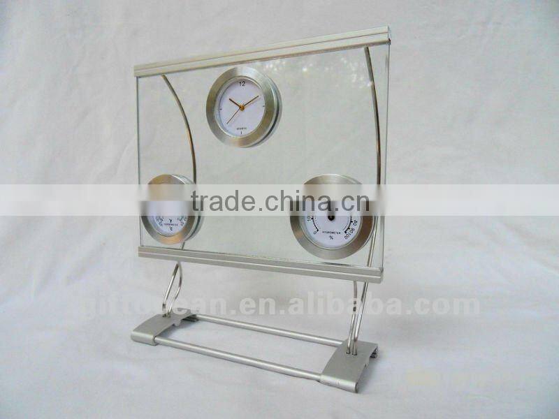 metal weather station clock, business gifts set, thermometer & hygrometer clock