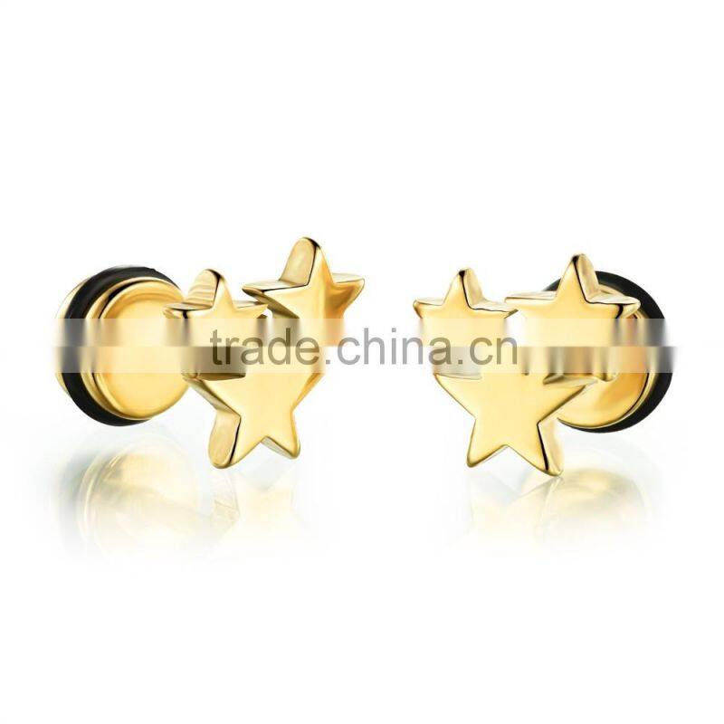 2016 latest simple design ginger snap jewelry button star saudi gold jewelry earring
