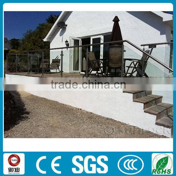 Exterior decorative decking frameless glass railings