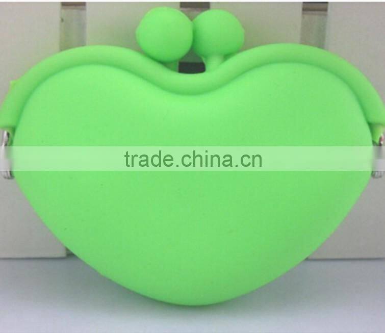 Cute Silicone Custom Print Red Heart Shaped Coin Purses For Ladies