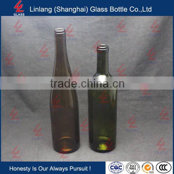 Dark Green Flat Bottom 750ml Red Wine bottle