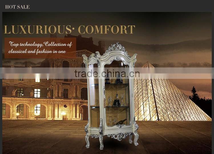 Plain white wood and glass wine cabinet for dinning room furniture