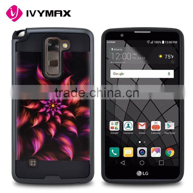 New design black small panda brushed tuff trooper hybrid protector cover case for LG stylo 2 plus MS550 K530 K536