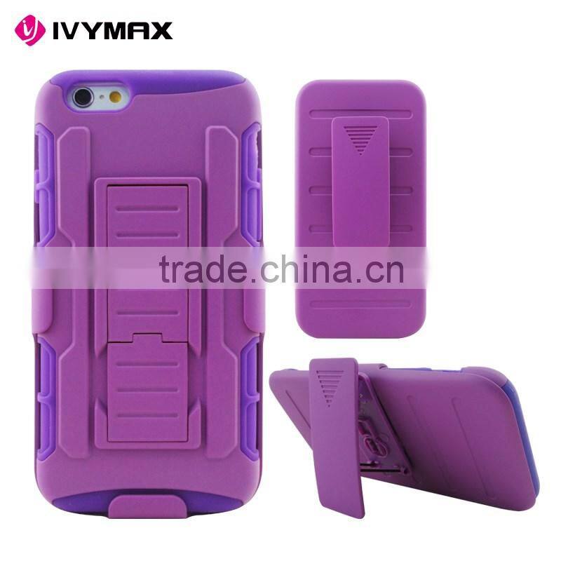 China manufacturer black hybrid holster combo plastic mobile phone case for iphone 6